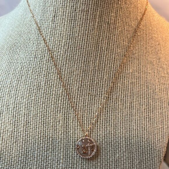 LIBRA ZODIAC MOTHER OF PEARL COIN NECKLACE 14k RG/ 925 Silver 17” - Picture 3 of 8